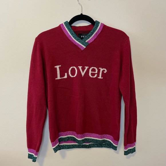 Pepita V-neck Lover Sweater - Picture 1 of 4